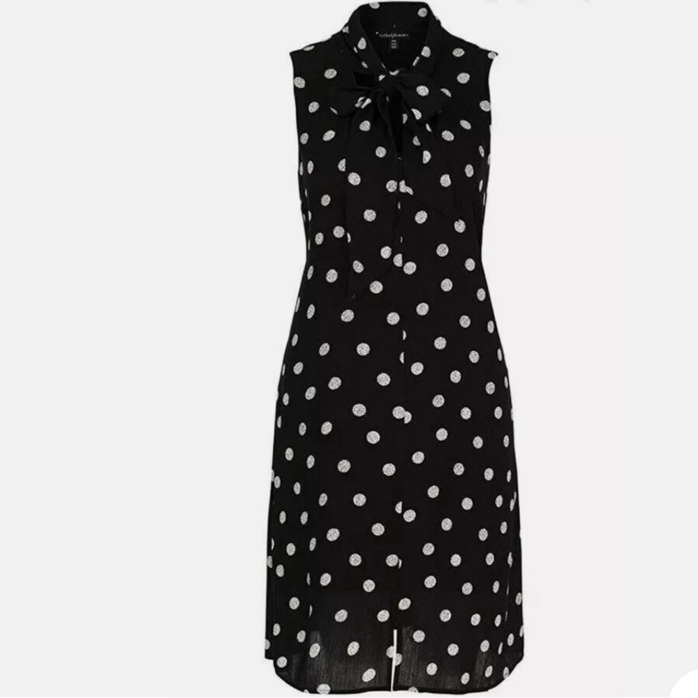 TRIBAL femme fully lined 100% rayon sleeveless tie neck shift dress size P/S